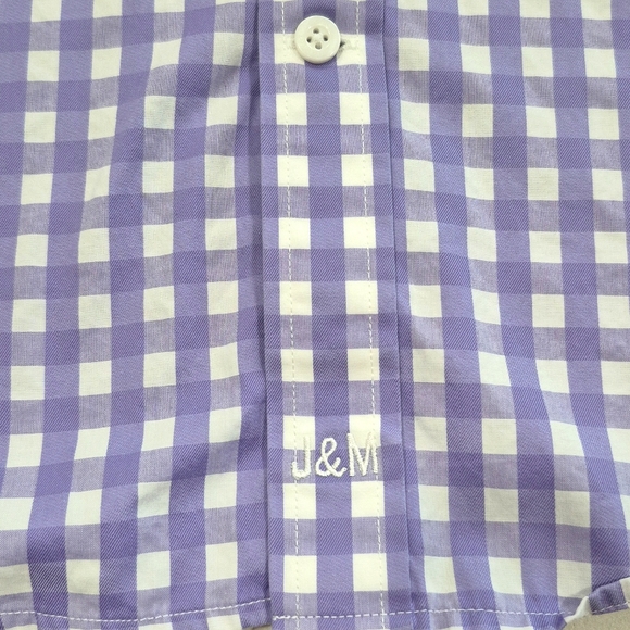 EUC Johnston & Murphy Button Down Shirt Purple Check, Medium - Picture 8 of 10